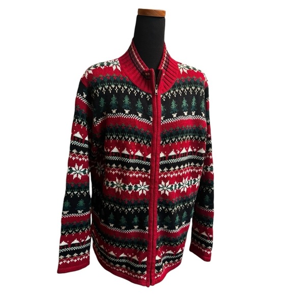 VINTAGE HEIRLOOM COLLECTIBLE Women’s SZ Small Holiday Full Zip Sweater Cardigan - Picture 7 of 10